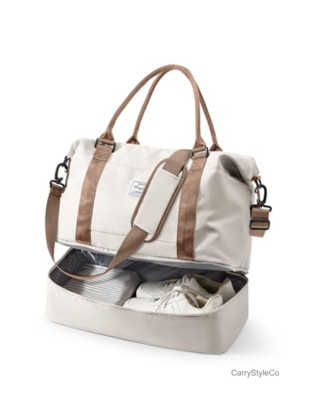 Large 34L Travel Duffel Weekender Bag Carry On Tote with Shoe Compartment
